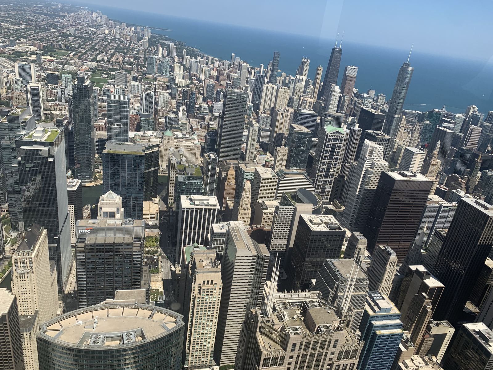 View from the Skydeck observation deck looking north along Lake Michigan